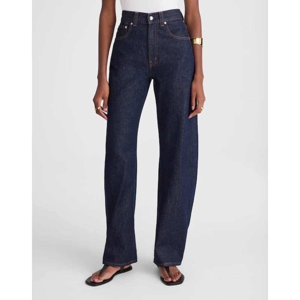 Madewell Balloon Jeans Womens 27 Rigid Dark Blue High Rise Denim Chic Classic